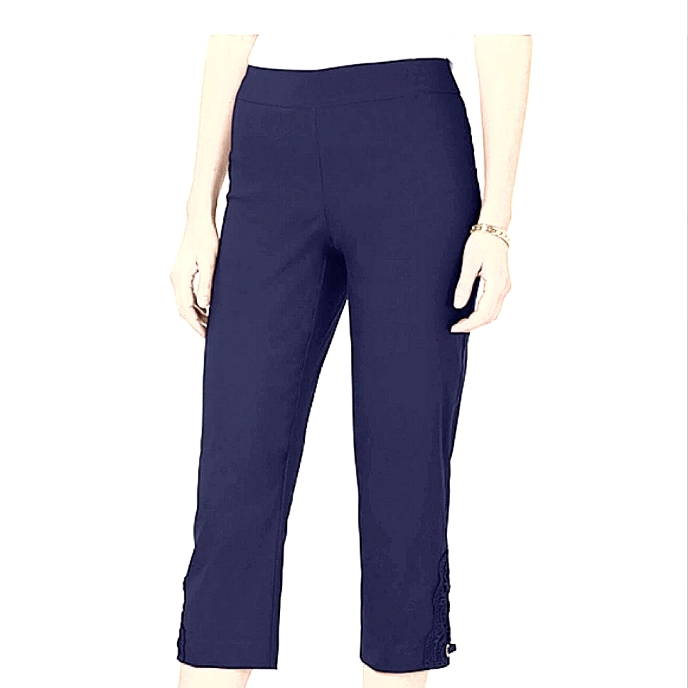 J M Collection Navy blue dressy studded, lace Capri Pants, NEW